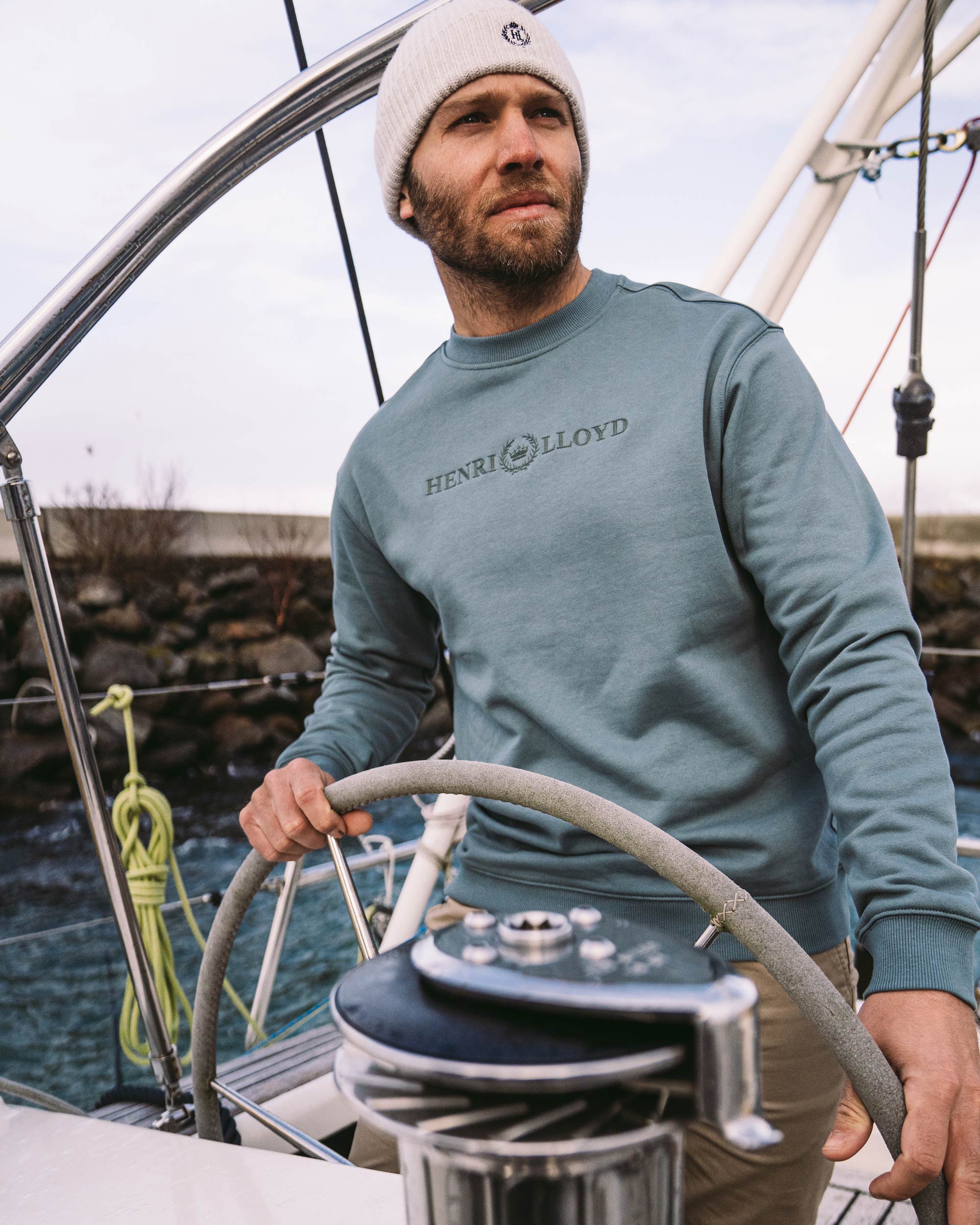 Lytham Crew Neck Sweat - Sea Spray Blue - Image 2